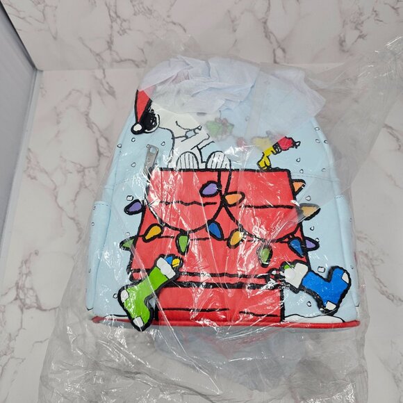 NWT Loungefly Peanuts Snoopy Christmas Woodstock Holiday Mini Backpack - Picture 3 of 4